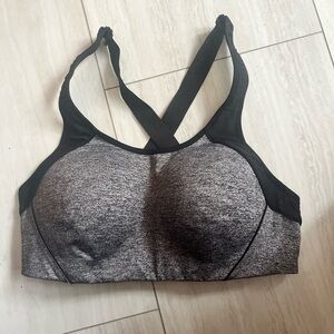Victoria's Secret Grey Heather & Black Cross-Back Sports Bra